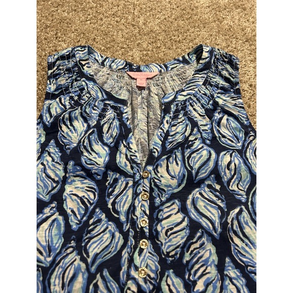 Lilly Pulitzer Essie Dive In Tank Top Womens Small Blue Black All Over Print - Picture 5 of 8